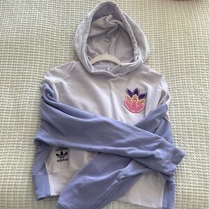 Adidas purple cropped hoodie size Small